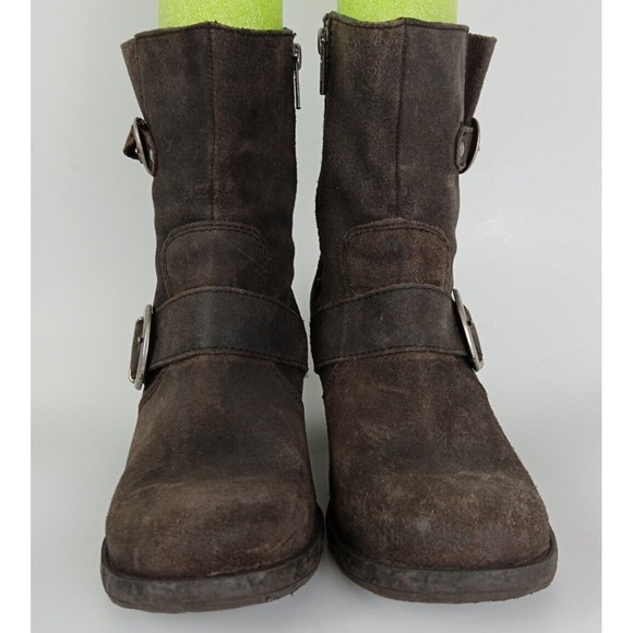 Born Galene Rustic Brown Leather Suede Distressed Moto Boots Womens Size 8.5 - Picture 3 of 9